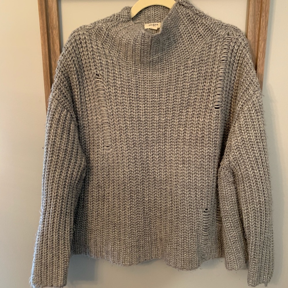 Grey boxy fit distressed sweater